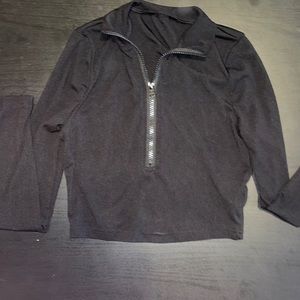 Zara half zip crop top, ribbed, black. Size S. Barely worn.